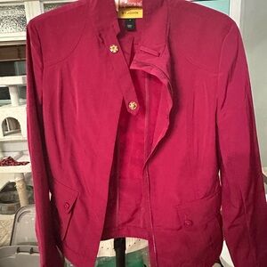 St. John Red Blazer Lightweight Stylish Tailored